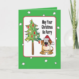 Funny Dog Christmas Card - Animal Illustration