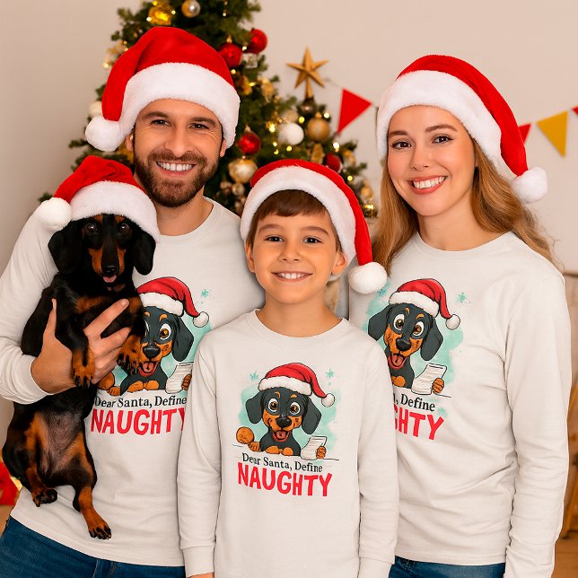 Funny Dog Christmas Family Santa Define Naughty T-Shirt (Creator Uploaded)