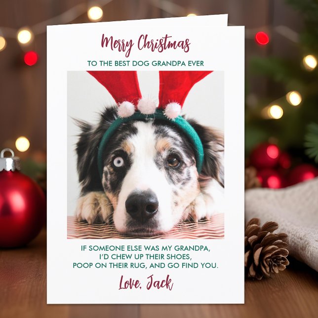 Funny Dog Christmas Granddog Custom Pet Photo Holiday Card (Creator Uploaded)