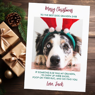 Funny Dog Christmas Grandparent Custom Pet Photo Holiday Card