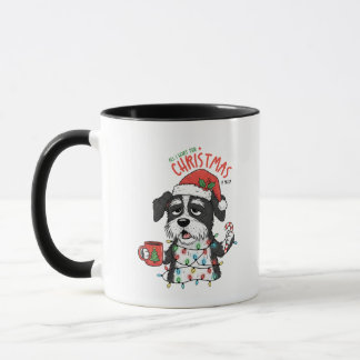Funny Dog Christmas Mug, Tired Holiday Pup Coffee Mug