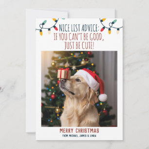 Funny Dog Christmas Photo with Custom Names Holiday Card