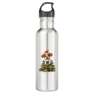 Funny Dog climbing on Christmas Tree Costume  710 Ml Water Bottle