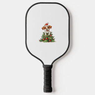 Funny Dog climbing on Christmas Tree Costume  Pickleball Paddle
