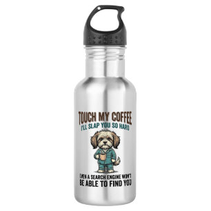 Funny Dog Coffee Warning Vintage Engraving Design_ 532 Ml Water Bottle