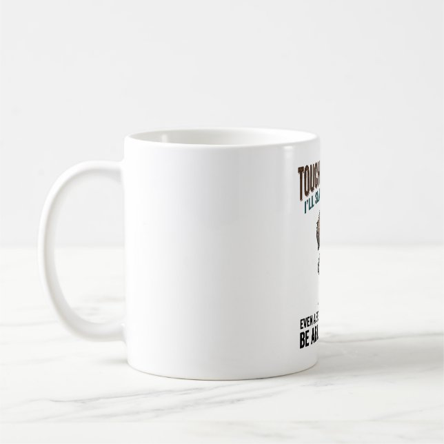 Funny Dog Coffee Warning Vintage Engraving Design_ Mug (Left)