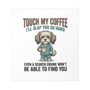 Funny Dog Coffee Warning Vintage Engraving Design_ Notepad