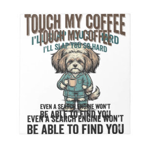 Funny Dog Coffee Warning Vintage Engraving Design_ Notepad
