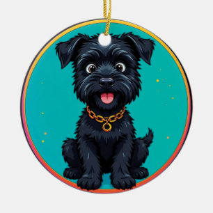 Funny Dog Colourful Digital Illustration Ceramic Tree Decoration