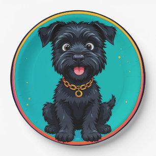Funny Dog Colourful Digital Illustration Paper Plate