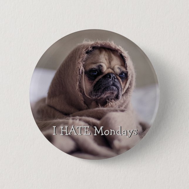 Funny Dog custom text button (Front)