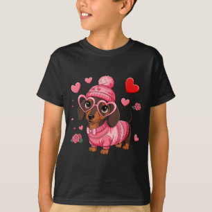 Funny Dog Dachshund Valentines Heart Dog Lover Men T-Shirt
