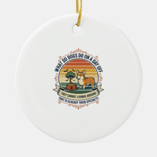 Funny Dog Day Off Vintage Engraving Quote Shirt_1 Ceramic Tree Decoration