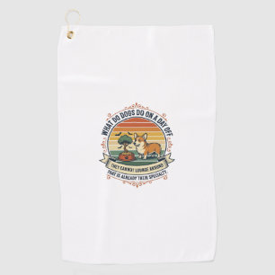 Funny Dog Day Off Vintage Engraving Quote Shirt_1 Golf Towel