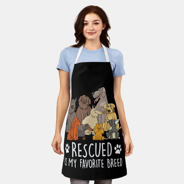 Funny dog design for men and women with humourous  apron (Worn)