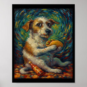 Funny Dog Eating Taco Graphic Art Design  Poster