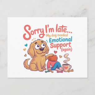 Funny Dog Emotional Support Cartoon Art Postcard