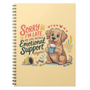 Funny Dog Emotional Support Cartoon Quote Notebook
