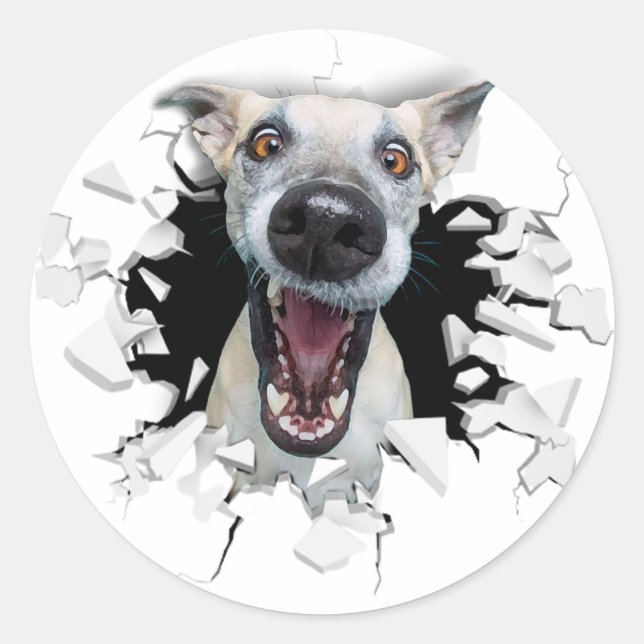 Funny dog face classic round sticker (Front)