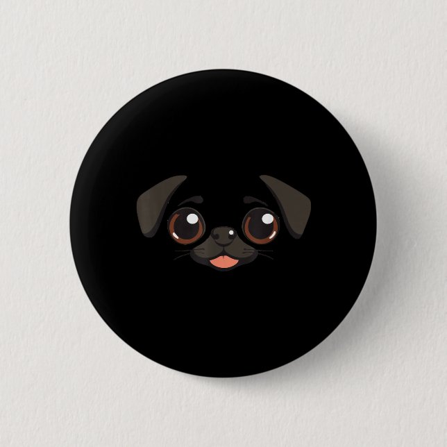 Funny Dog Face Halloween Pug 6 Cm Round Badge (Front)