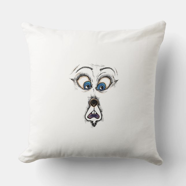 Funny  Dog Face Illustration Throw Pillow (Front)