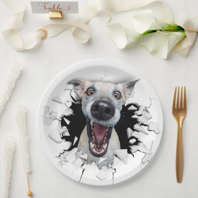 Funny dog face paper plate (Wedding)