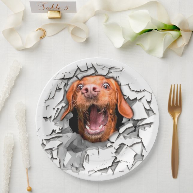 Funny dog face  paper plate (Wedding)