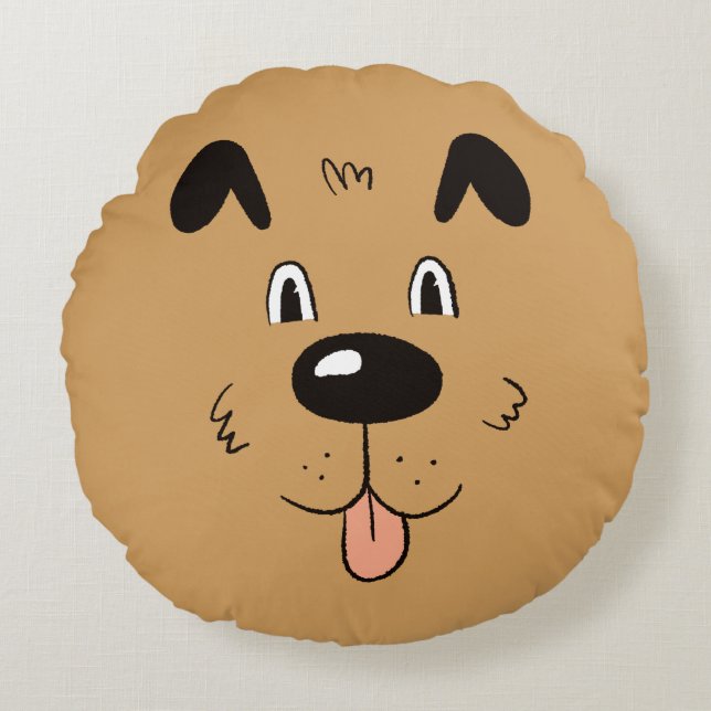 Funny Dog Face Round Cushion (Front)