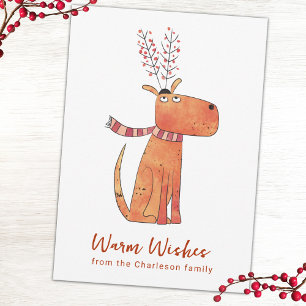 Funny Dog Fake Reindeer Holiday Card