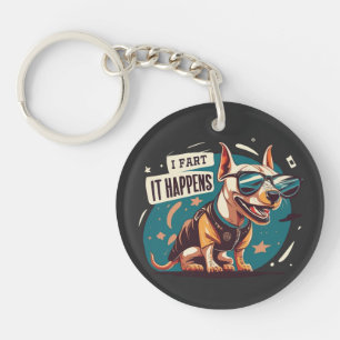 Funny Dog Fart It Happens Key Ring