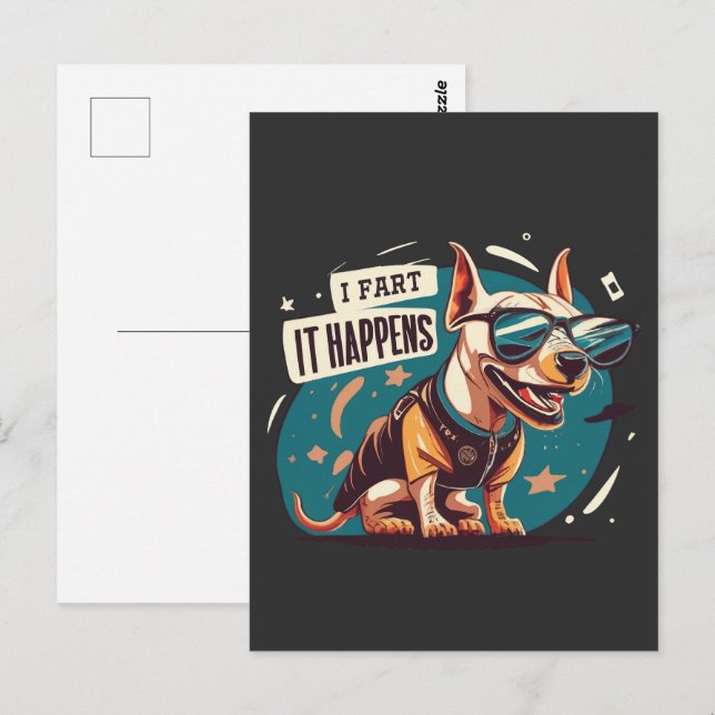 Funny Dog Fart It Happens Postcard (Front/Back)