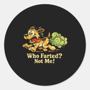 Funny dog fart meme artwork classic round sticker