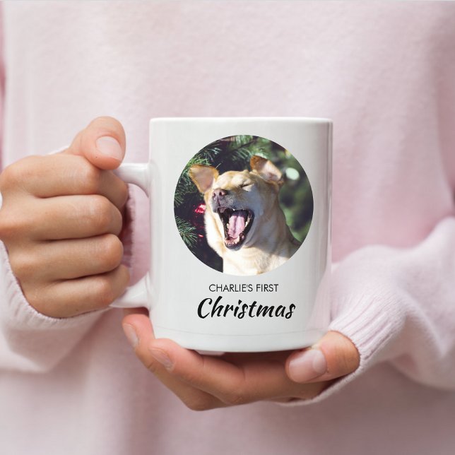 Funny Dog First Christmas Personalised Dog Photo Coffee Mug (Creator Uploaded)