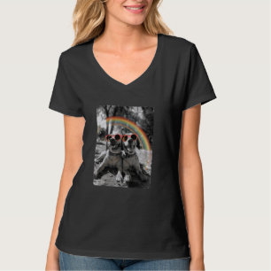 Funny Dog Friends Summer Rainbow Puppy Laughing LG T-Shirt