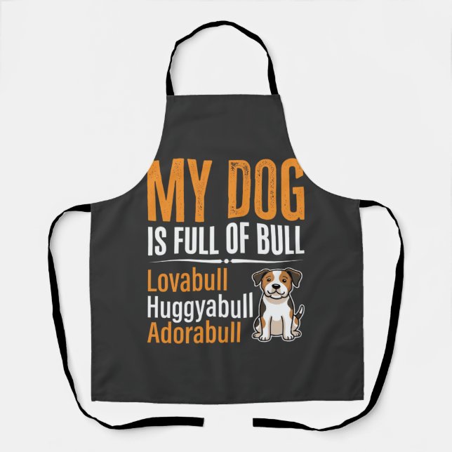 Funny Dog Full Of Bull Design Apron (Front)