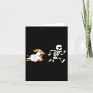 Funny Dog Ghost Halloween Skeleton Card