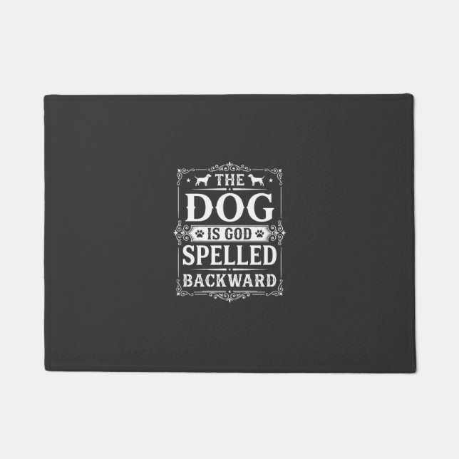 Funny Dog God Spelled Backward Doormat (Front)