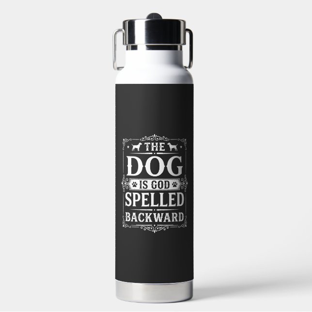 Funny Dog God Spelled Backward Water Bottle (Front)