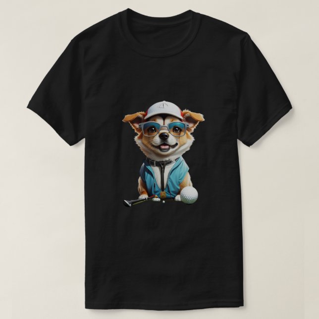 Funny dog golfer T-Shirt (Design Front)