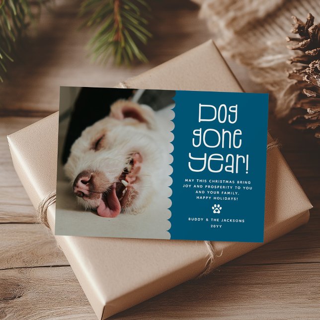 Funny 'Dog Gone Year' Pet Photo Holiday Card (Creator Uploaded)