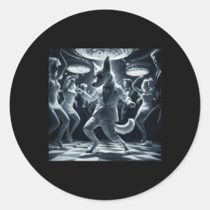 Funny Dog Graphic Tee Disco Dancing  Classic Round Sticker