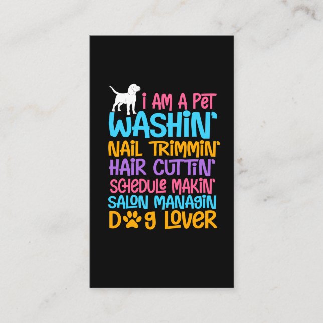 Funny Dog Groomer Quote Pet Witty Puppy Grooming Business Card (Front)