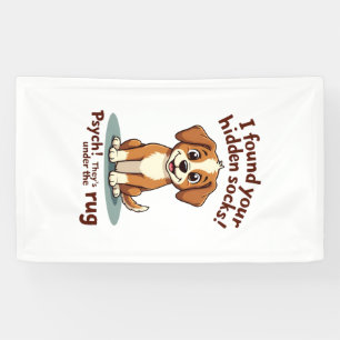 Funny Dog Hidden Socks Quote Vintage Cartoon Pet H Banner