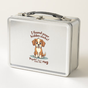 Funny Dog Hidden Socks Quote Vintage Cartoon Pet H Metal Lunch Box