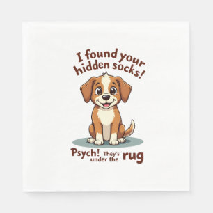 Funny Dog Hidden Socks Quote Vintage Cartoon Pet H Napkin