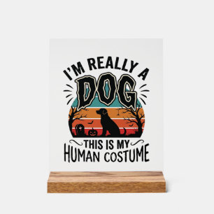 Funny Dog Human Costume Halloween Vintage Dog Desi Acrylic Sign