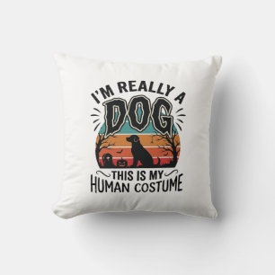 Funny Dog Human Costume Halloween Vintage Dog Desi Cushion