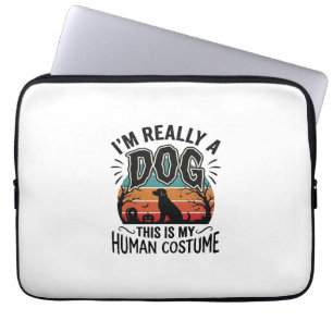 Funny Dog Human Costume Halloween Vintage Dog Desi Laptop Sleeve