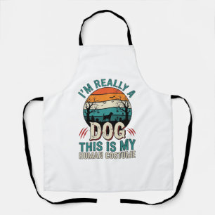 Funny Dog Human Costume Vintage Halloween Shirt_1 Apron