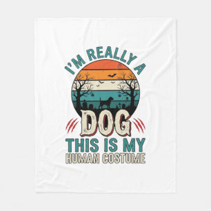 Funny Dog Human Costume Vintage Halloween Shirt_1 Fleece Blanket